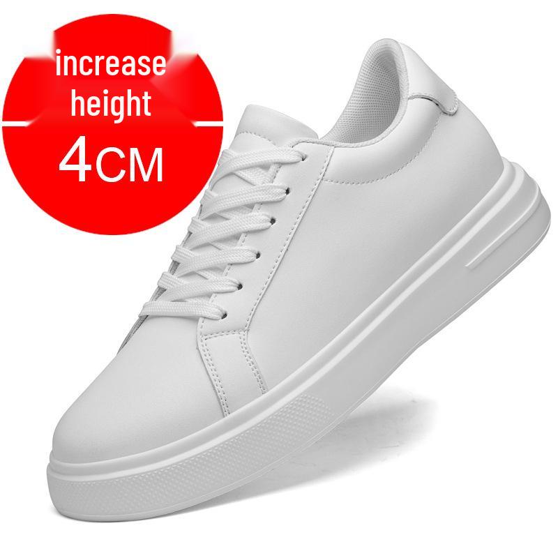 Men s 8CM Invisible Height Boosting White Sneakers - Trendy Thick Sole, Breathable, Casual Sports Shoes 44
