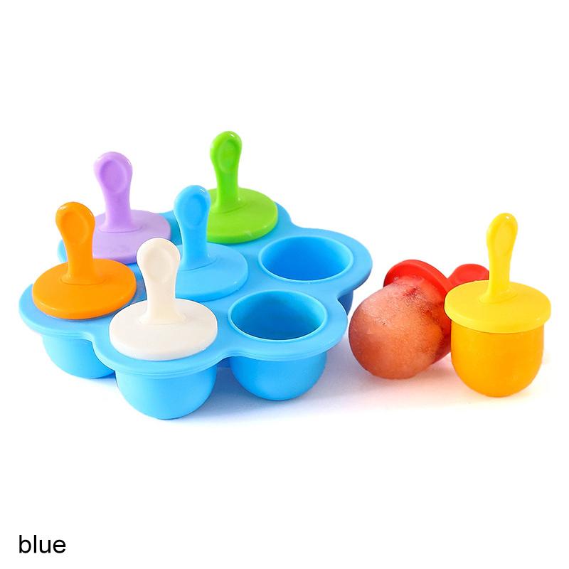 Mini Silicone Ice Cream Pops Mold, 7Holes, Food Grade, Baby DIY, Fruit Shake Crea, Reusable Popsicle, Home Kitchen Tools, Tray