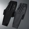 European Size Men's Quick-Drying Ice Silk Sports Trousers with Two-Way Zipper, 20% Spandex, Summer Breathable Thin Pants.