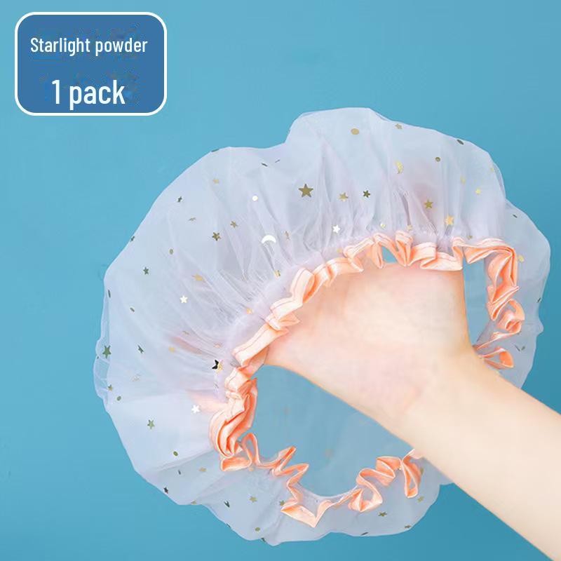 Waterproof Double-Layer Polyester Cotton Shower Cap for Women