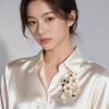 Alloy Rhinestone Peach Branch Brooch Accent Light Luxury Lapel Pin Elegant Versatile Women's Clothing Accessory PD2531