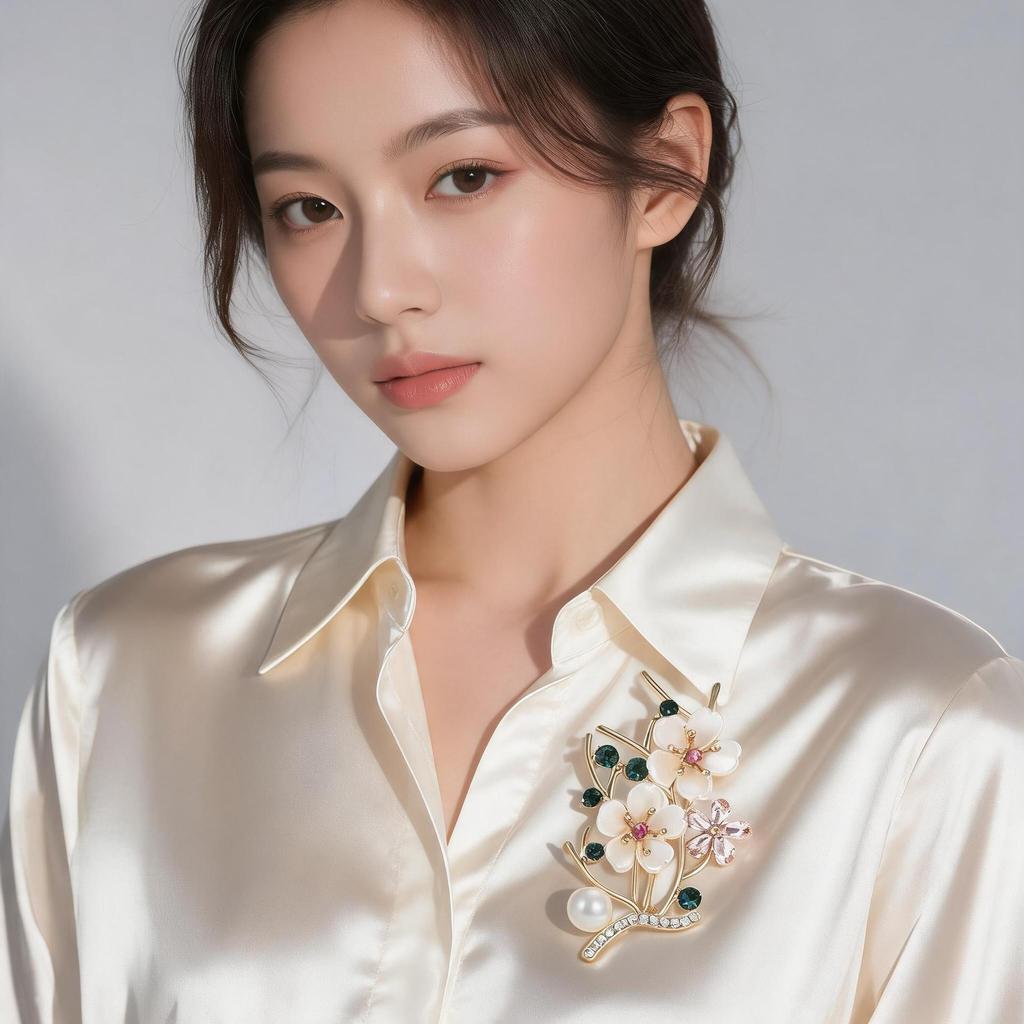 Alloy Rhinestone Peach Branch Brooch Accent Light Luxury Lapel Pin Elegant Versatile Women's Clothing Accessory PD2531