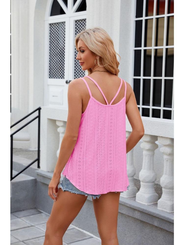 Women's Top Spring/summer T-shirt Sleeveless Suspender Hollowed Out V-neck Vest for Women
