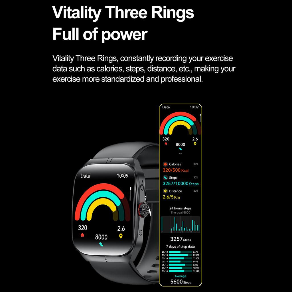 HK80 Smart Watch AMOLED Curved Screen Bluetooth-compatible Call Health Monitor NFC Waterproof Fitness Tracker Watch