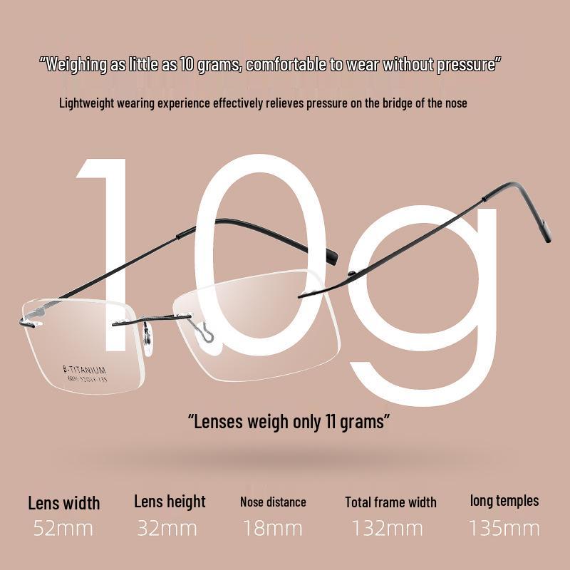Men's Business Rimless Super Elastic Alloy Eyeglass Frame, Ultralight & Stylish for Myopia
