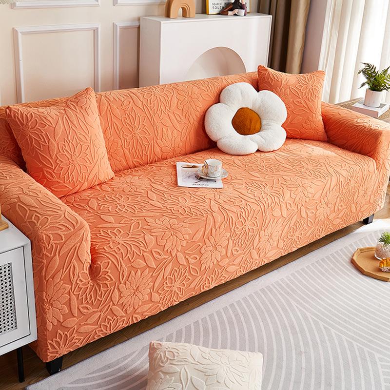 Simple Style Jacquard Fleece Sofa Cover, All-Season Non-Slip All-Inclusive Universal Cover