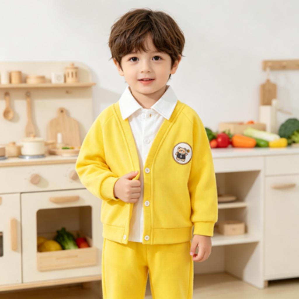 Boys Soft Faux Two-Layer Cardigan Jacket - Hoodless Open Front Coat for Spring and Fall