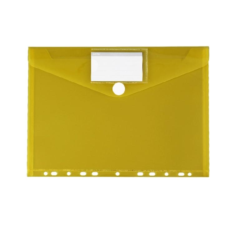 A4 File Bag Document Bag Clear File Folder 11 Hole Edge File Organiser Document Folder with Label Pocket жёлтый