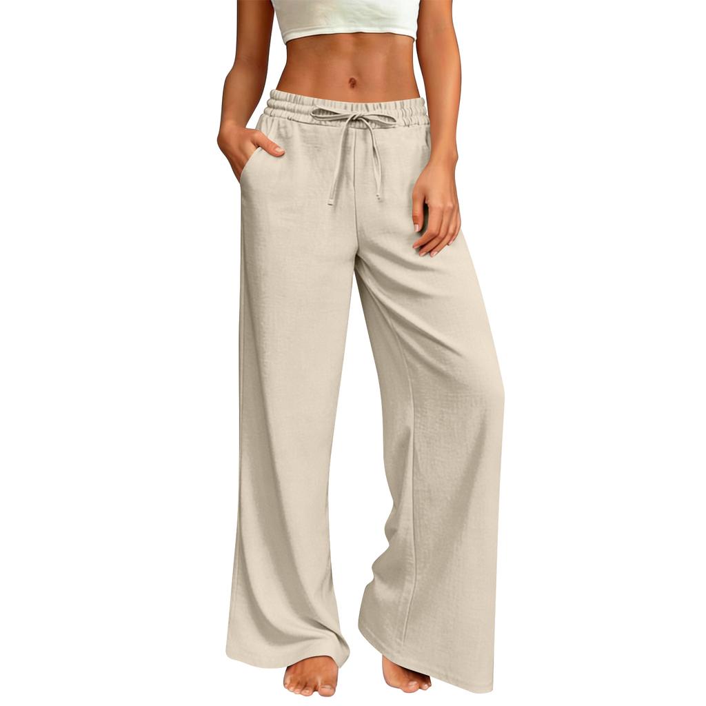 Women's Loose-fitting Wide-leg Pants, Casual Loose-fitting Pants, High-elastic Waistband, Long Pants With Pockets