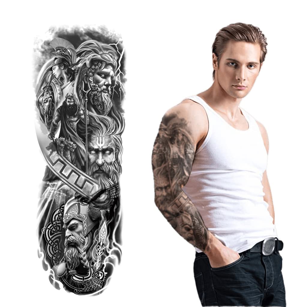 S.A.V.I Full Arm Tattoo, Full Sleeve Arm Tattoo For Men, Holy Men, Army Vikings, Trishul Tattoo For Girls Women, Temporary Tattoo Sticker, Size 48x1