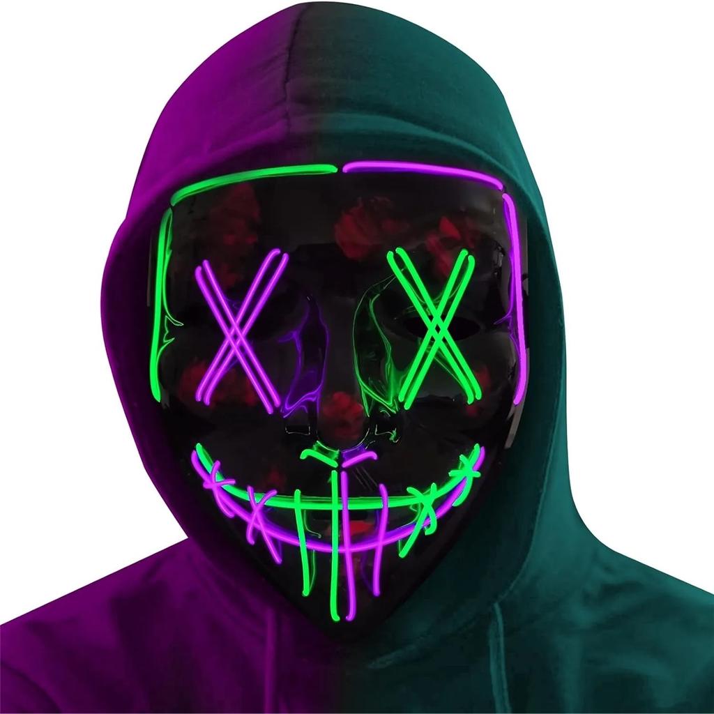 Poptrend Halloween Mask LED Light Up Mask Scary Mask For Festival Cosplay Halloween Costume Masquerade Parties Carnival Gift