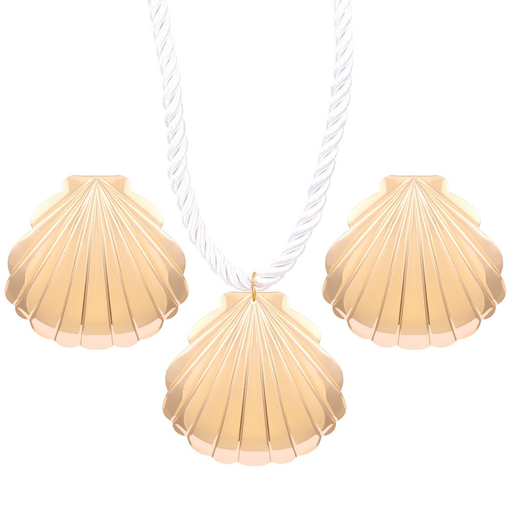 Personality Exaggerated Shell Earrings And Necklace Set For Women Holiday Style Simple Fashion Scallop Jewelry