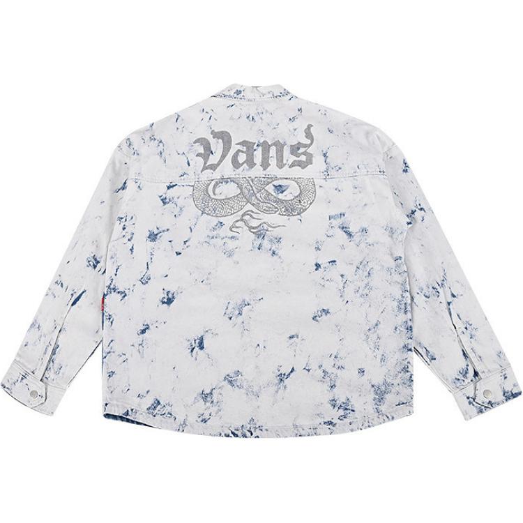 Vans Bleach Wash Denim Oversized Shirt Jacket White Blue Men VN000R5KF48