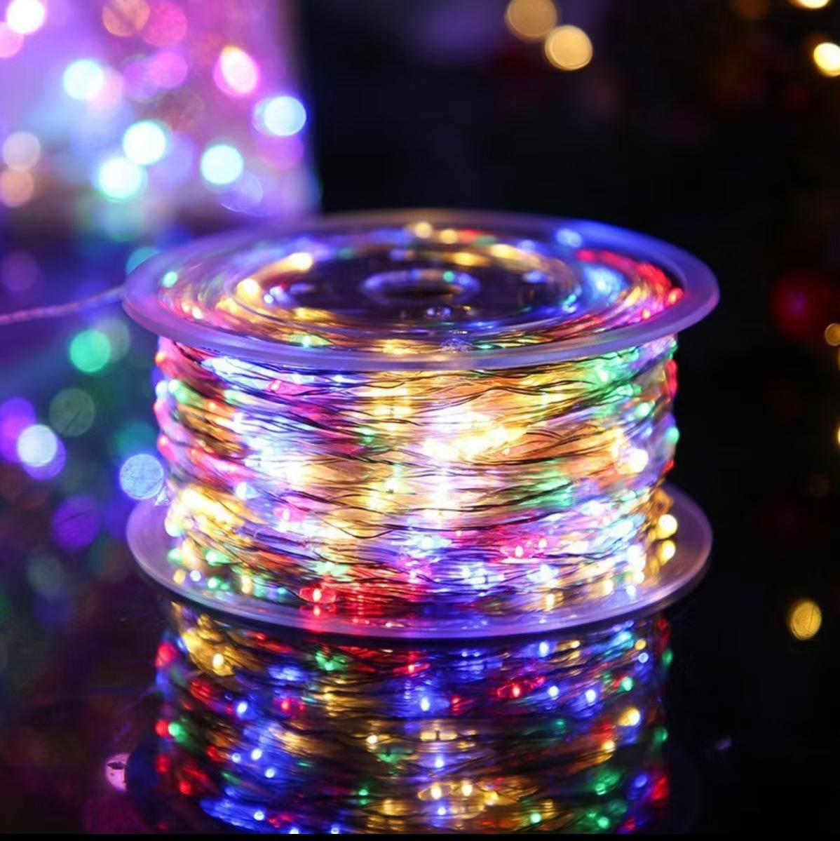

Christmas LED Remote-Control Outdoor Copper String Lights - Full Sky Stars Wreath 30m 300 Lights Plug-In (8 Functions + Remote) разноцветный