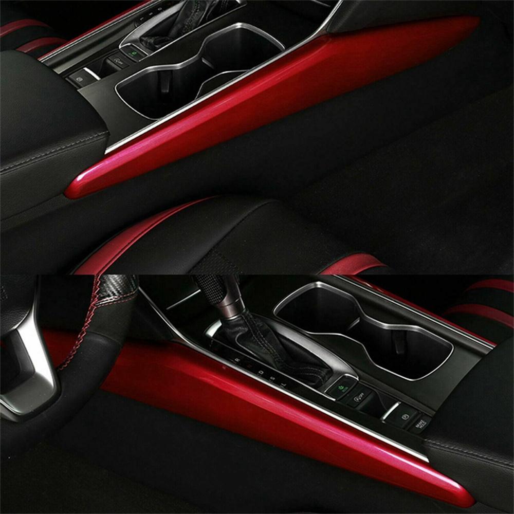 Red ABS Interior Gear Shift Cup Holder Frame Cover Trim For Honda Accord 2018-22