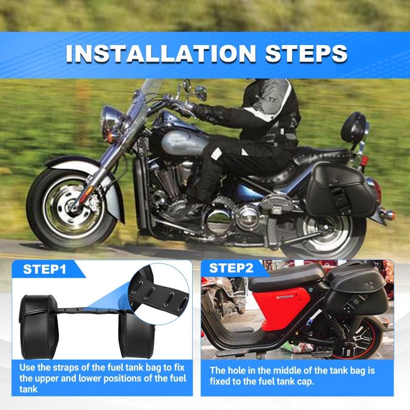 1 Pair Password Lock /Single Snap Lock Motorcycle Side Bags Motorbike Modified Riding Bag PU Leather Luggage Hanging