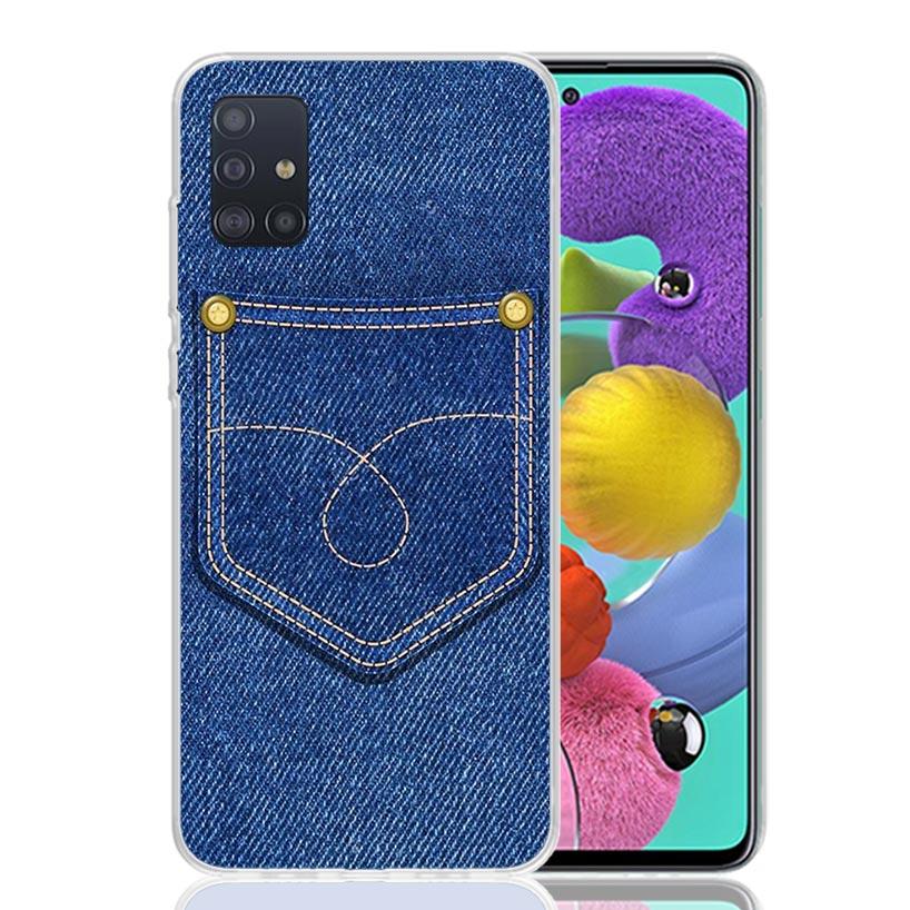 

Jeans Cowboy Denim Printed Phone Case For Samsung Galaxy A52 A32 A22 A12 A02S A50S A30S A51 A31 AA71 Note 20 Ultra 10 S10 Plus G Samsung Note 20Ultra