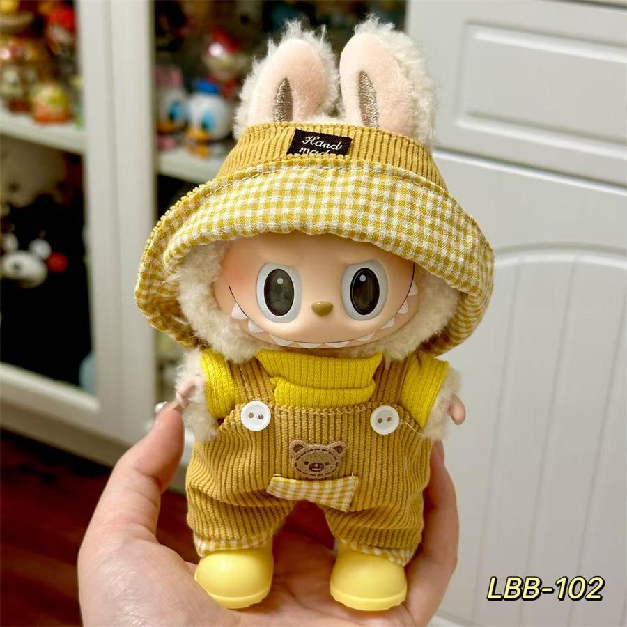 Can Wear Baby Clothes, Enamel Labubu 17cm Dolls Cute Dress-up Casual Suits Skirts Plush Clothes