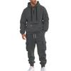 Men's Lined Cargo Hoodie and Jogger Pants 2-Piece Set with Zip-Up and Multiple Pockets for Casual Everyday Wear