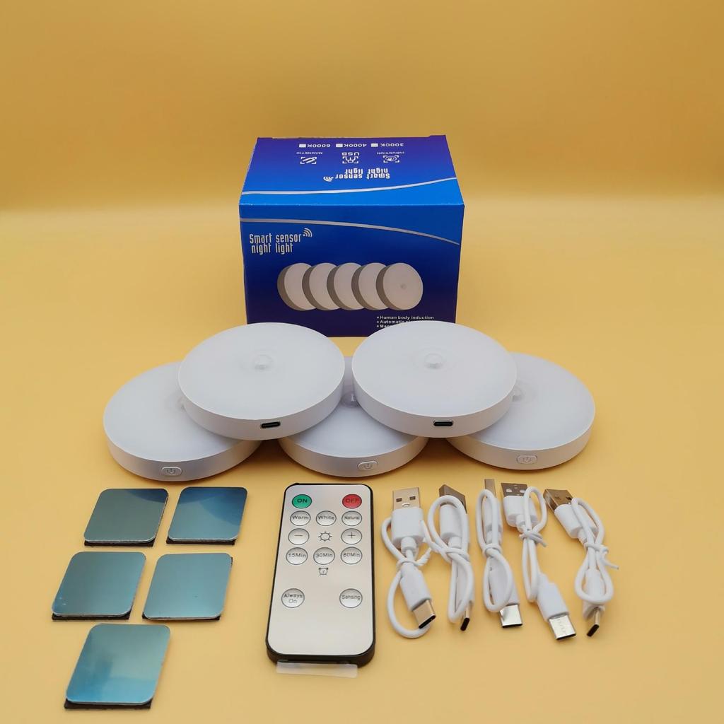LED Remote Control Three Color Induction Night Light USB Rechargeable Kitchen Closet Stairs Showroom Combination Magnetic Cabinet Light