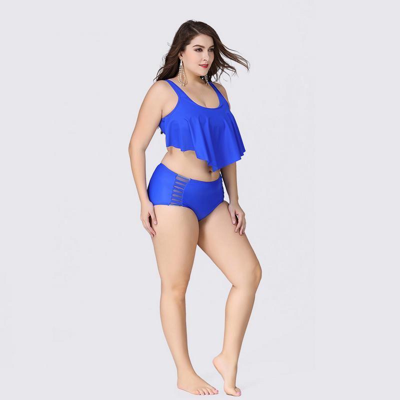 Ruffle Sexy Calofe Bikini Set Large Size For Chubby High Swimsuit Waist Women