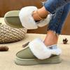 Women Cotton Slippers Winter Thick Bottom Half Slippers 2025 New Platform Slides Women Thickened Fluff Lined Flat Shoes Women