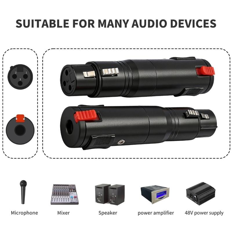 1/4inch to XLR Female Adapter 6.35mm Female to XLR Female Adapter Female Plug to XLR Converter for Guitar Microphones