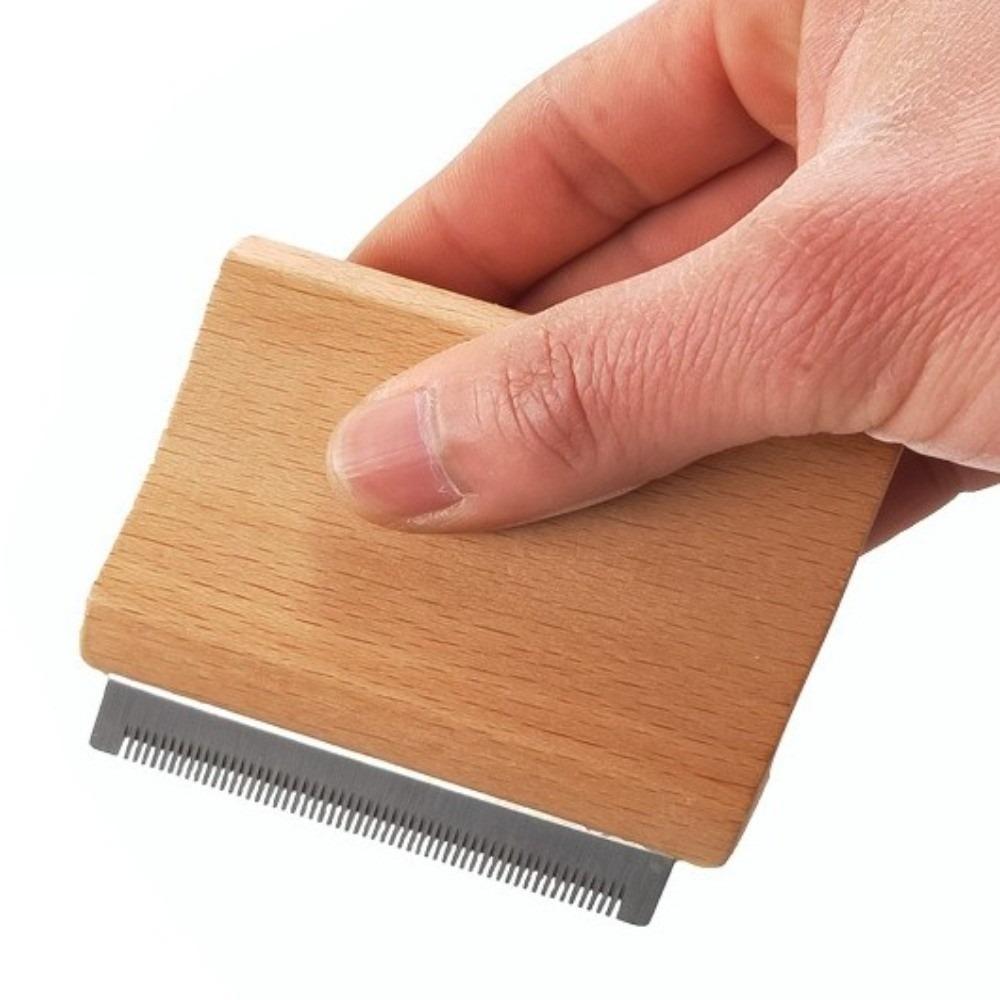 Wooden Handle Pet Hair Removal Comb Stainless Steel Pet Shaver Dog Undercoat Brush  Home Salon