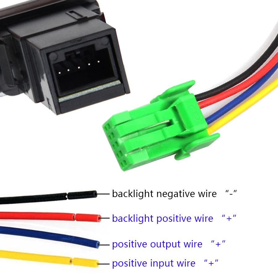 NHAUTP 1 Stück Nebelscheinwerferschalter-Knopf für Suzuki Jimny 2007-2015 Mit 4-adrigem Stecker Orange+Grünes Kontrolllicht DC12V