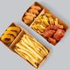 50Pcs 320/440/520ML Capacity Disposable Food Serving Tray Two Grids Kraft Paper Snack Box  Camping