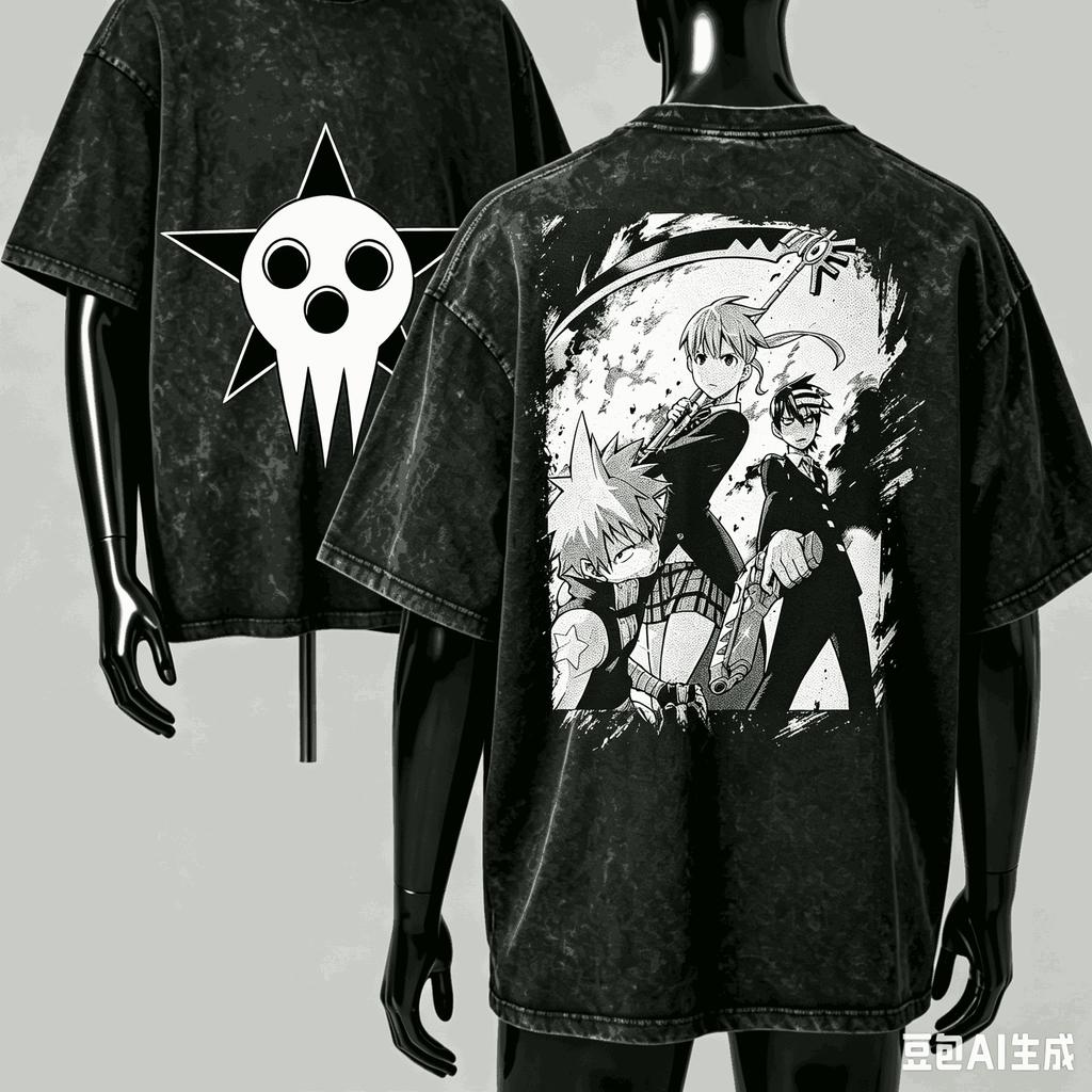 T-shirt Lavata Soul Eater 2026 Nuovo Modello Abbigliamento personalità camicia Abbigliamento per tutto l'anno Moda Retrò Vintage Ampio regalo
