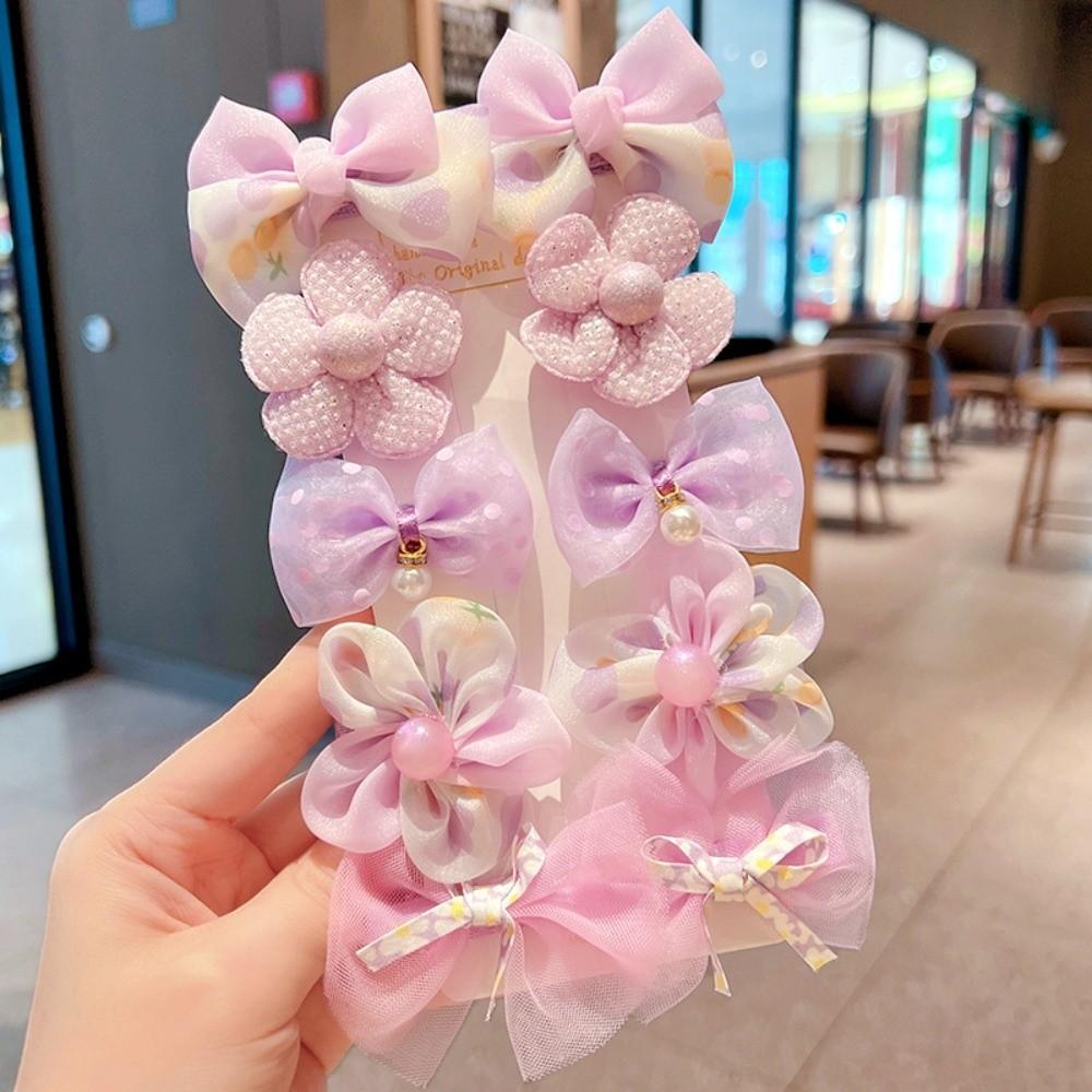 10Pcs Tulle Hair Clips Set Organza Bow Hair Barrettes Sweet Girls Hair Clips  for Girls фиолетовый