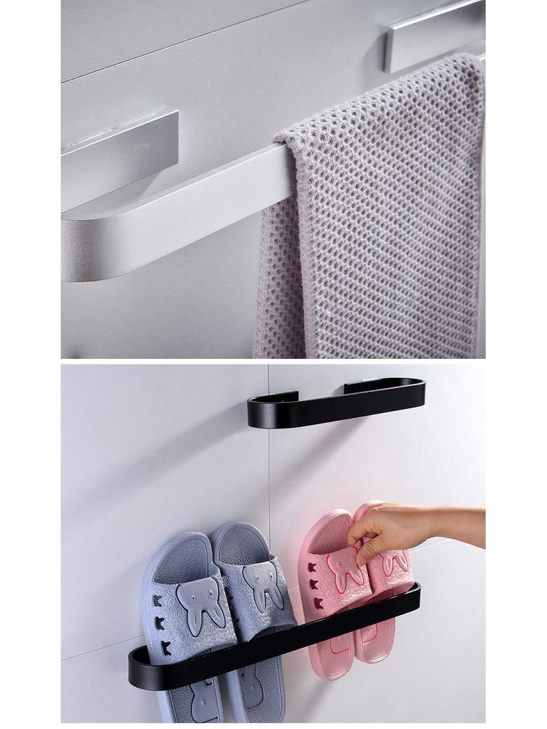 Jessite No-Drill Wall-Mounted Aluminum Towel and Slipper Rack