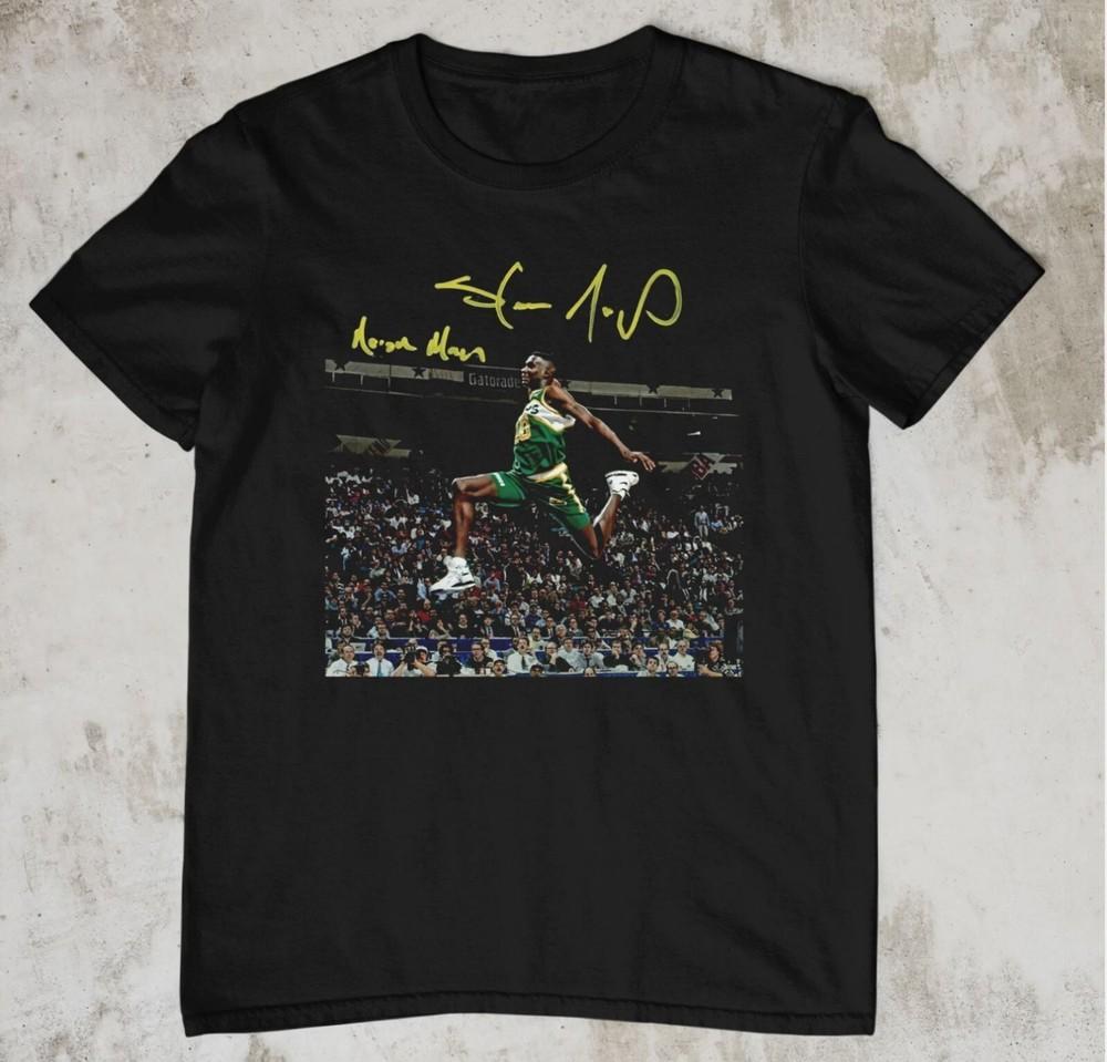 

Shawn Kemp Signed Basketball T-shirt Black Unisex All Sizes S to 5XL Unisex T-Shirt S
