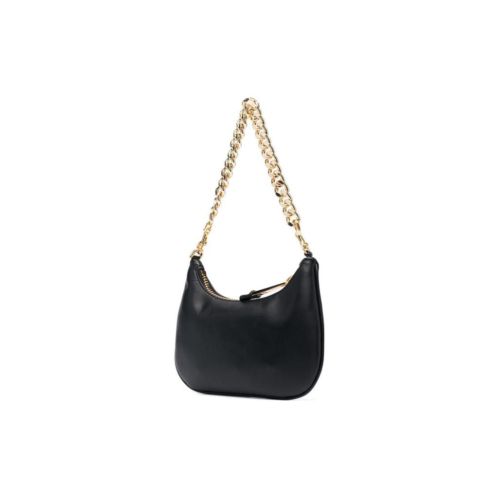 Moschino Logo Decorated Detachable Chain Handle Zip Closure Calfskin Tote Shoulder Bag Women Bags Black A757980243555