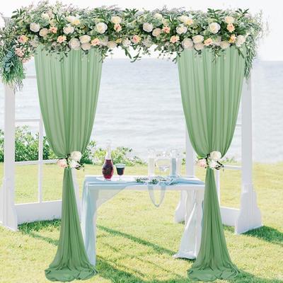 Sage Green Curtains Sheer Chiffon Backdrop Curtain for Backdrop Wedding Drapes for Arch Decor Ceiling Backdrop for Birthday