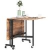 Folding Kitchen Dining Table, 2 Drop Leaves, 6 Wheels, Seats 4-6, 120 x 80 x 73 cm, Rustic Brown