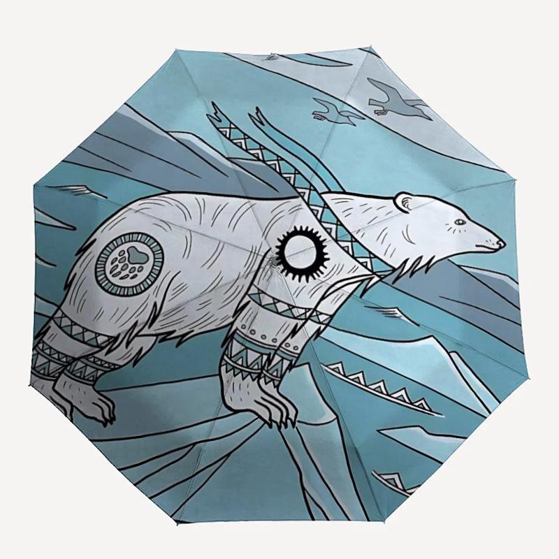 

1pc Polar Bear Artwork Automatic Open/close Umbrella, 8-Rib sturdy structure, Portable Travel Umbrella, Parties, Everyday Useb068