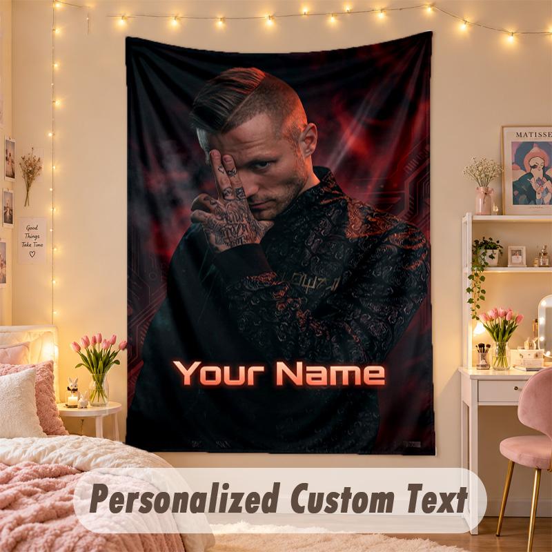 Custom Personalized Tapestry,Kontra K Print Custom Name Text Wall Art Hanging for Bedroom