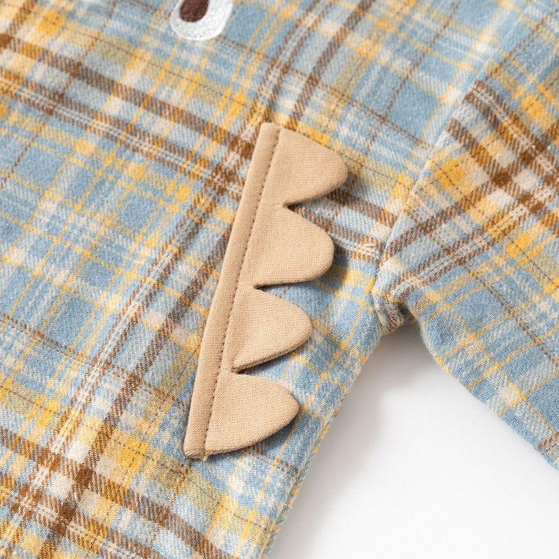 Boys' Long-Sleeved Shirts, Spring and Autum Baby Plaid Shirts, Kidsren's Retro Color-Blocked Cardigans, Lapel Tops and Jackets