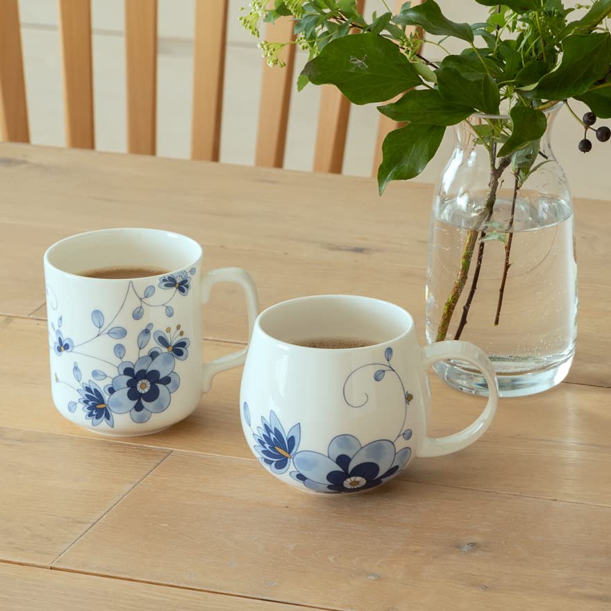 NARUMI Milano Duo Mug, 360cc, Blue, Plum Blossom Balloon Shape, Heartwarming Design, Microwave and Dishwasher Safe, Gift Boxed, 52442-2816