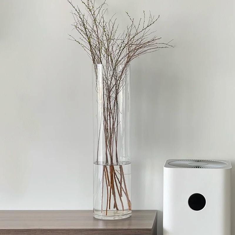 Vysoká skleněná válcová podlahová váza - Ozdoba do obývacího pokoje, Extra velká, Výšky: 40 cm, 50 cm, 60 cm, 80 cm