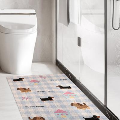 Tappetino da bagno con stampa di cuccioli di cartone animato, con supporto in gomma antiscivolo, cattura peli, tagliabile, drenaggio rapido, per soggiorno, balcone