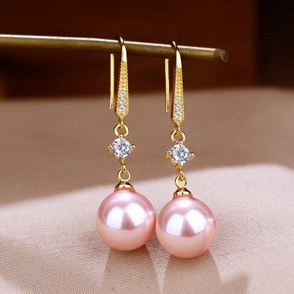Korean Exquisite Imitation Pearl Tassel Drop Earring For Women Shiny Zircon Flower Leaf Long Ear Line Geometric Earring Jewelry