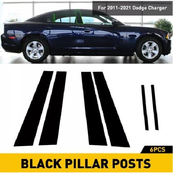 6x For 2011- Dodge Charger Door Pillar Post Trim Cover Set Piano Gloss Black