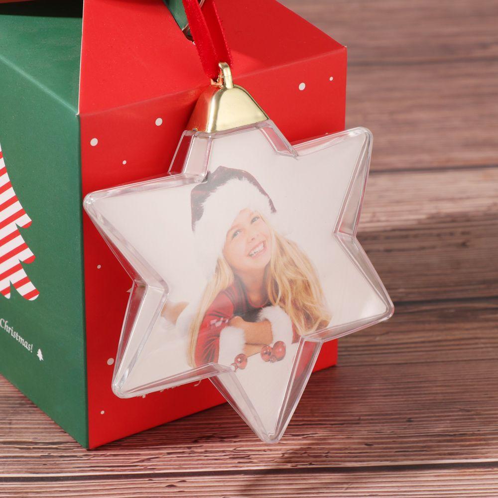 Hanging Home Decor Picture Frame Pendant Photo Christmas Ball Xmas Tree Ornaments Photograph Holder