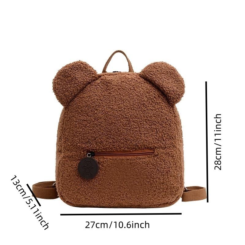 Bear Ear Backpacks Back Pack Fluffy Lamb Wool Bag for Women Kids Cute Toy Gifts Double Layer Large Capacity Plush Bags