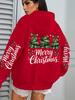 Women's Christmas Bow & Tree Pattern Casual Hoodie for Autumn