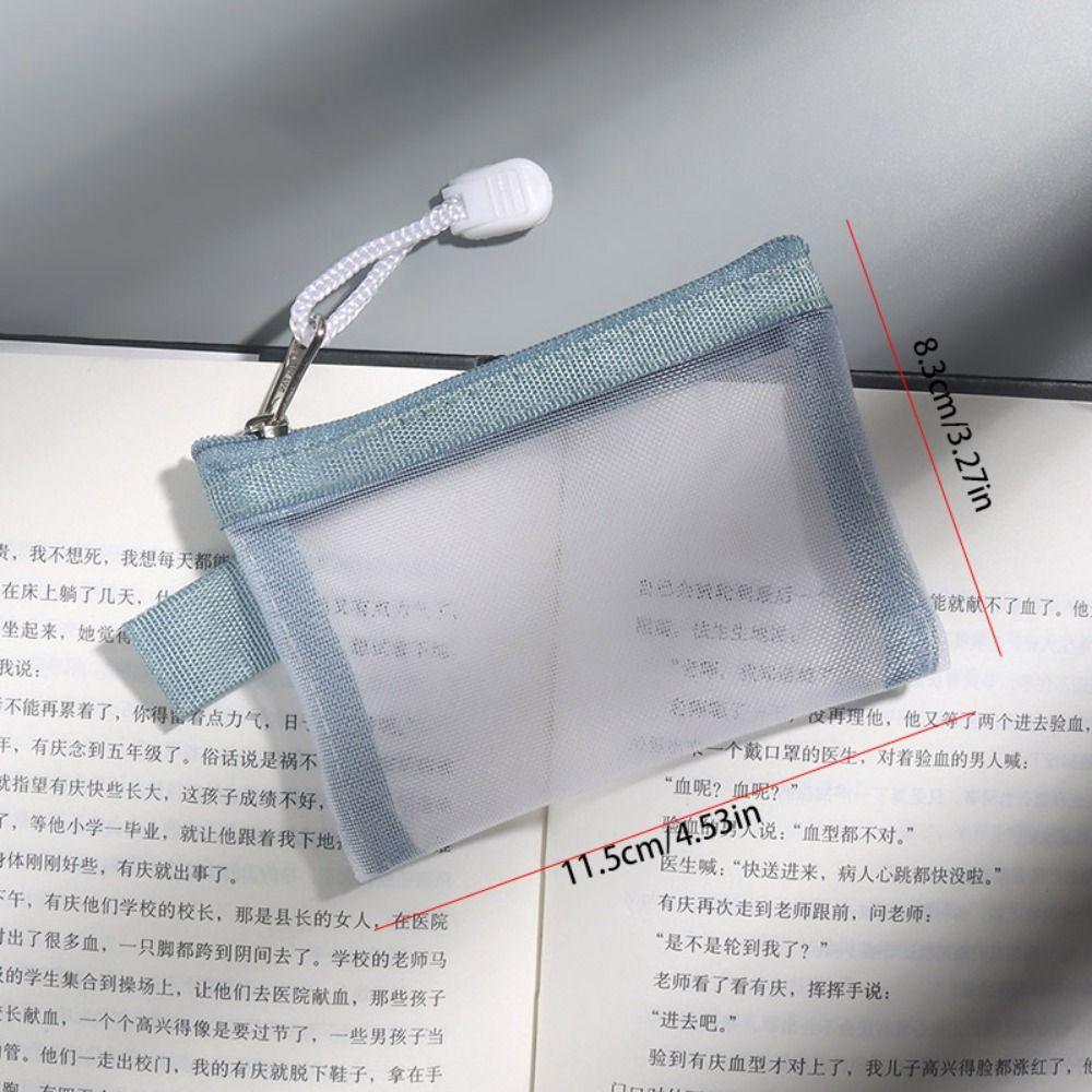 Cosmetic Bag Mesh Zipper Bag Card Bag Mini Coin Purse Creative Transparent Nylon Coin Bags  Girl