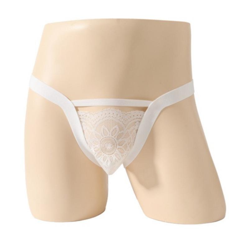 Floral Lace Sissy Pouch Panties Men Hollow Butt Jockstrap Thong G-String Crossdresser See Through Lingerie U Convex Underpant